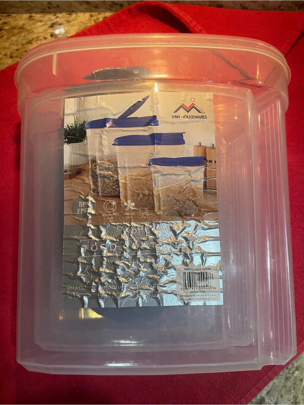 Clear Plastic Food Storage Containers /  Blue Lids - Airtight Kitchen Organizer